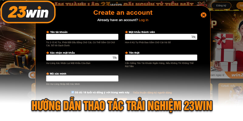 Hướng Dẫn Thao Tác Trải Nghiệm 23WIN